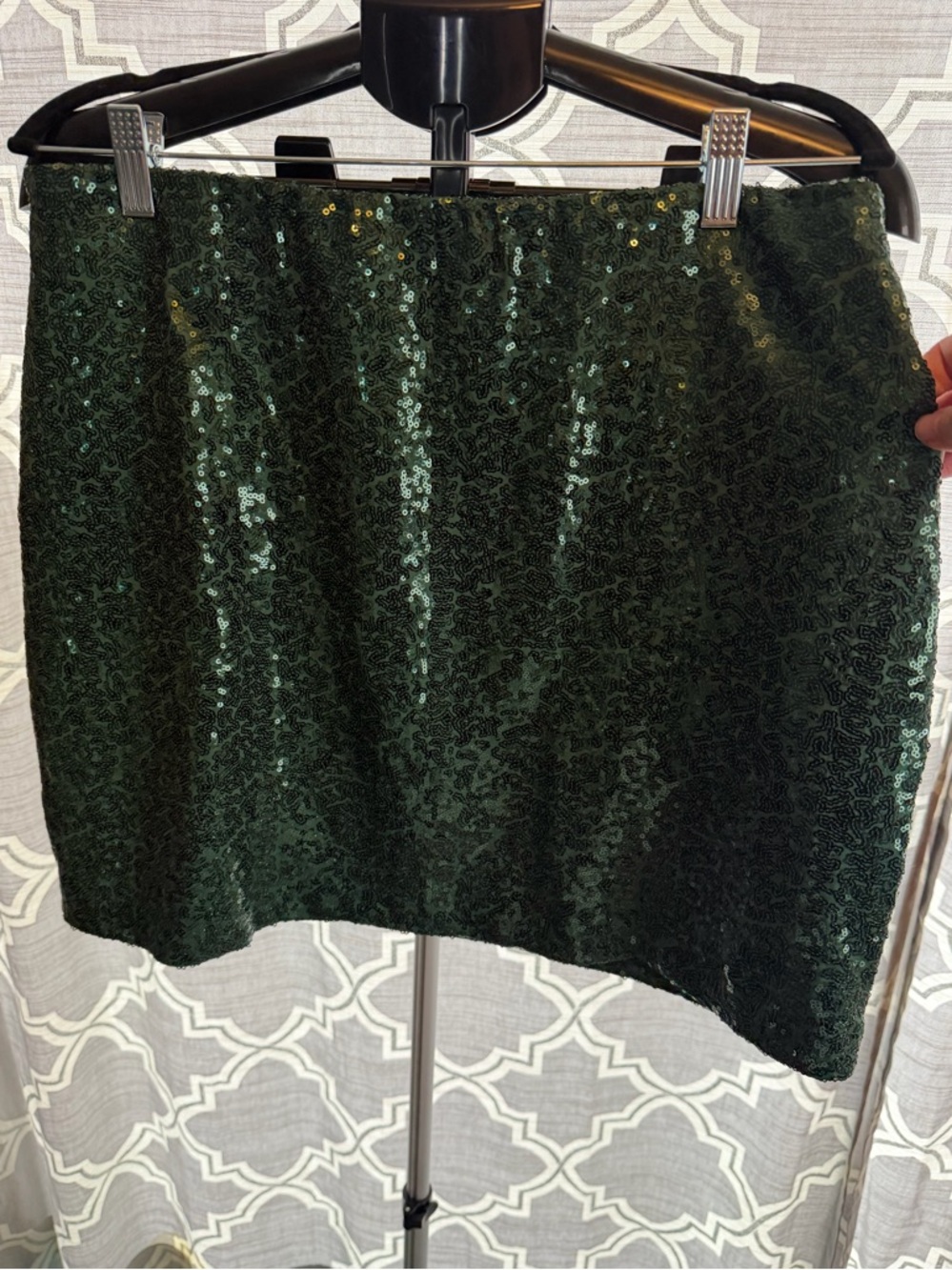 Tipsy Elves Emerald Green Sequin Mini Skirt stretchy sparkle size xl nwt
